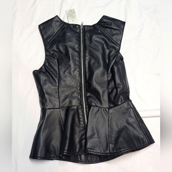 Fauc Leather Peplum Top - Picture 2 of 6